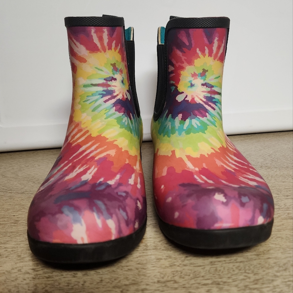 Chooka Short Rainboots Rainbow Tie-Dye Sz 9 - Picture 8 of 9